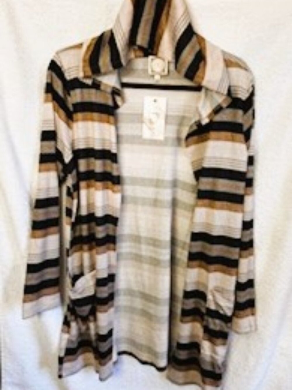 Tru Self brand lightweight striped knit hooded open front wrap NWT Size M